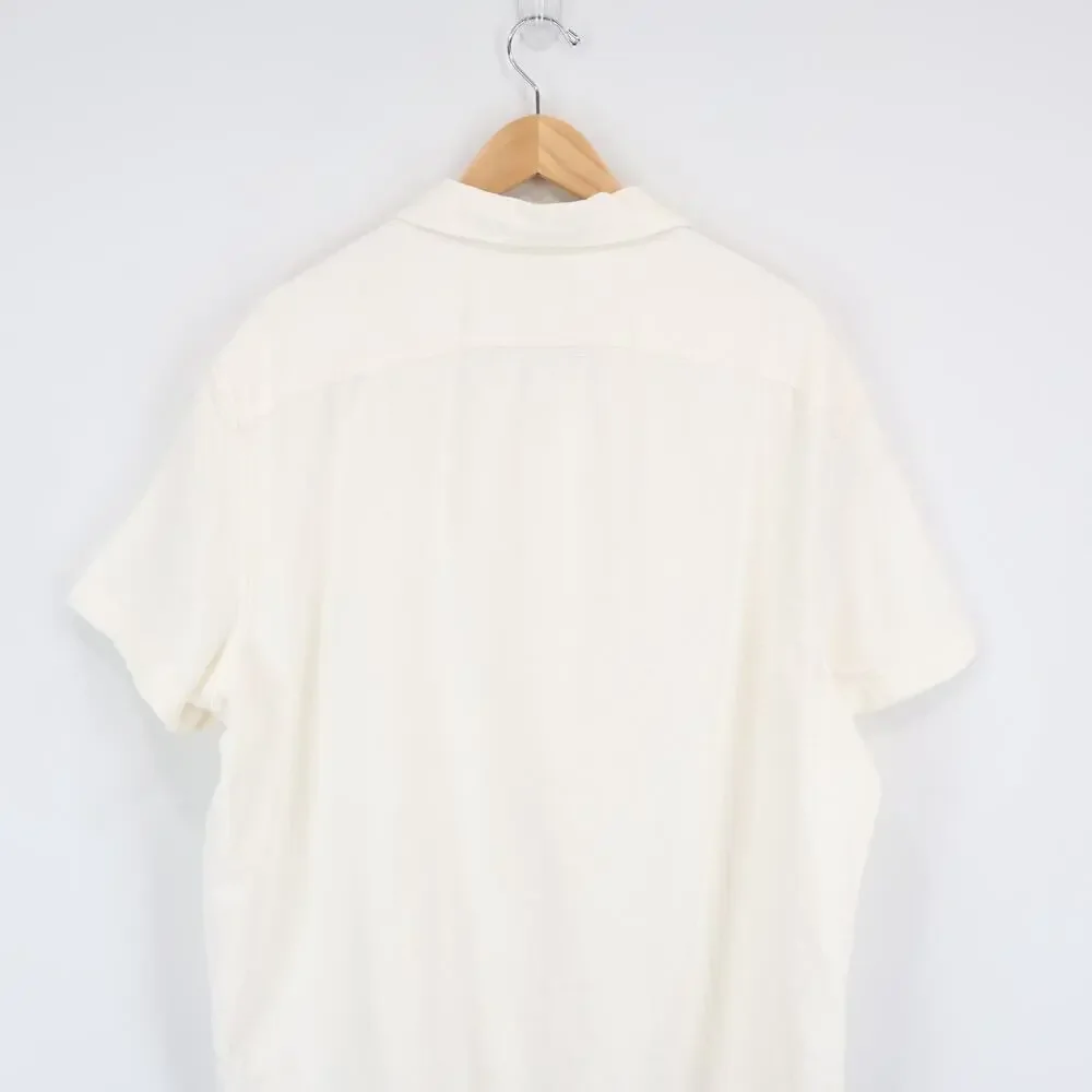 J.Crew Men's Short Sleeve Textured Cotton Camp Collar Shirt Ivory Size XL NWOT